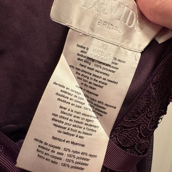 David's Bridal Bridesmaid Dress - Style #F19328 - Size 10 - Color Plum - Picture 3 of 10